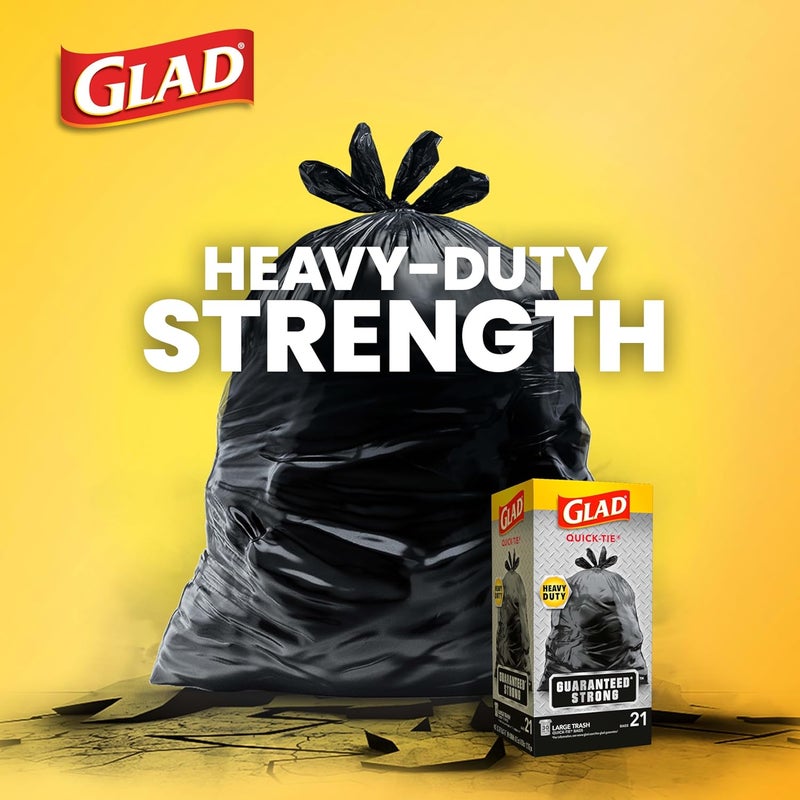 Glad Trash Bags, Strong Quick-Tie Large Garbage Bags - 30 Gallon - 21 Count (Package May Vary) - Image 1